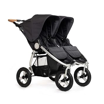 Bumbleride Indie Twin Double Stroller - Side-by-Side Seating with Narrow Design, Smooth Air-Filled Ride, Compact Fold, UPF 45+ Canopy & PFAS-Free - Dusk