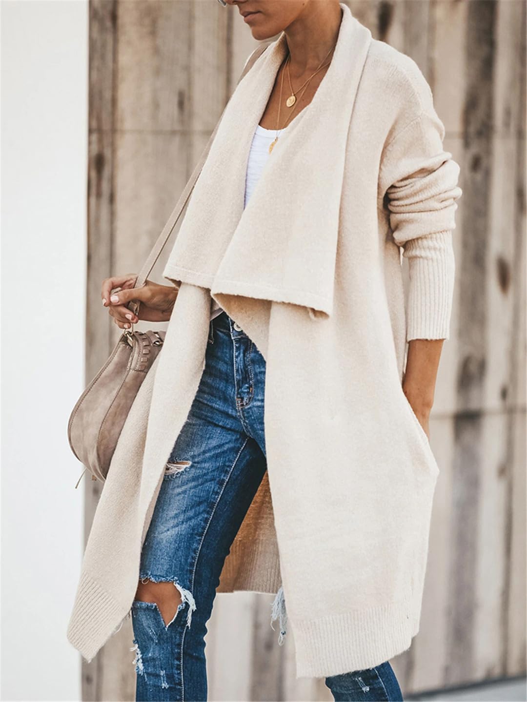 Bohemian Long Sweater Cardigan Women Knitwear Winter Turn-Down Collar Coat