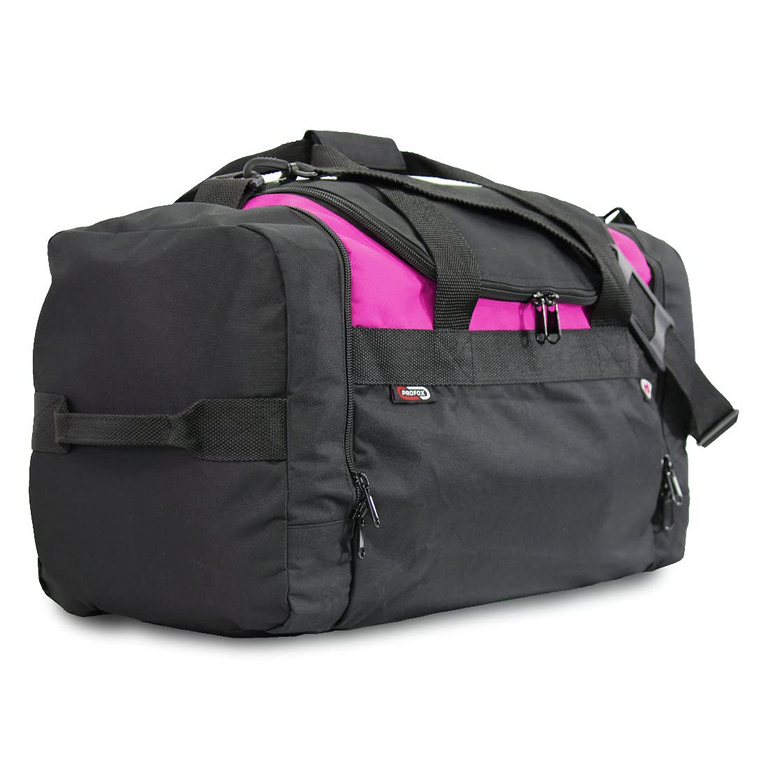 Profox Trackster Auto Racing Motorsports Gym Gear Sports Equipment Duffel Bag (Black with Pink)