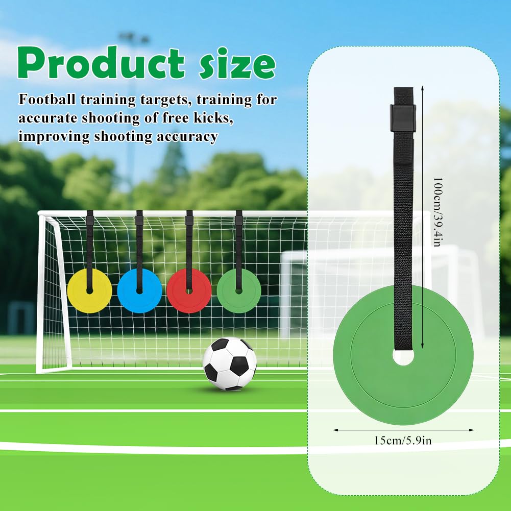 Lot de 4 cibles de but de football de 15 cm avec sangles réglables, accessoires d'entraînement de football pour la précision de tir et l'agilité, convient pour le football, le hockey, le baseball