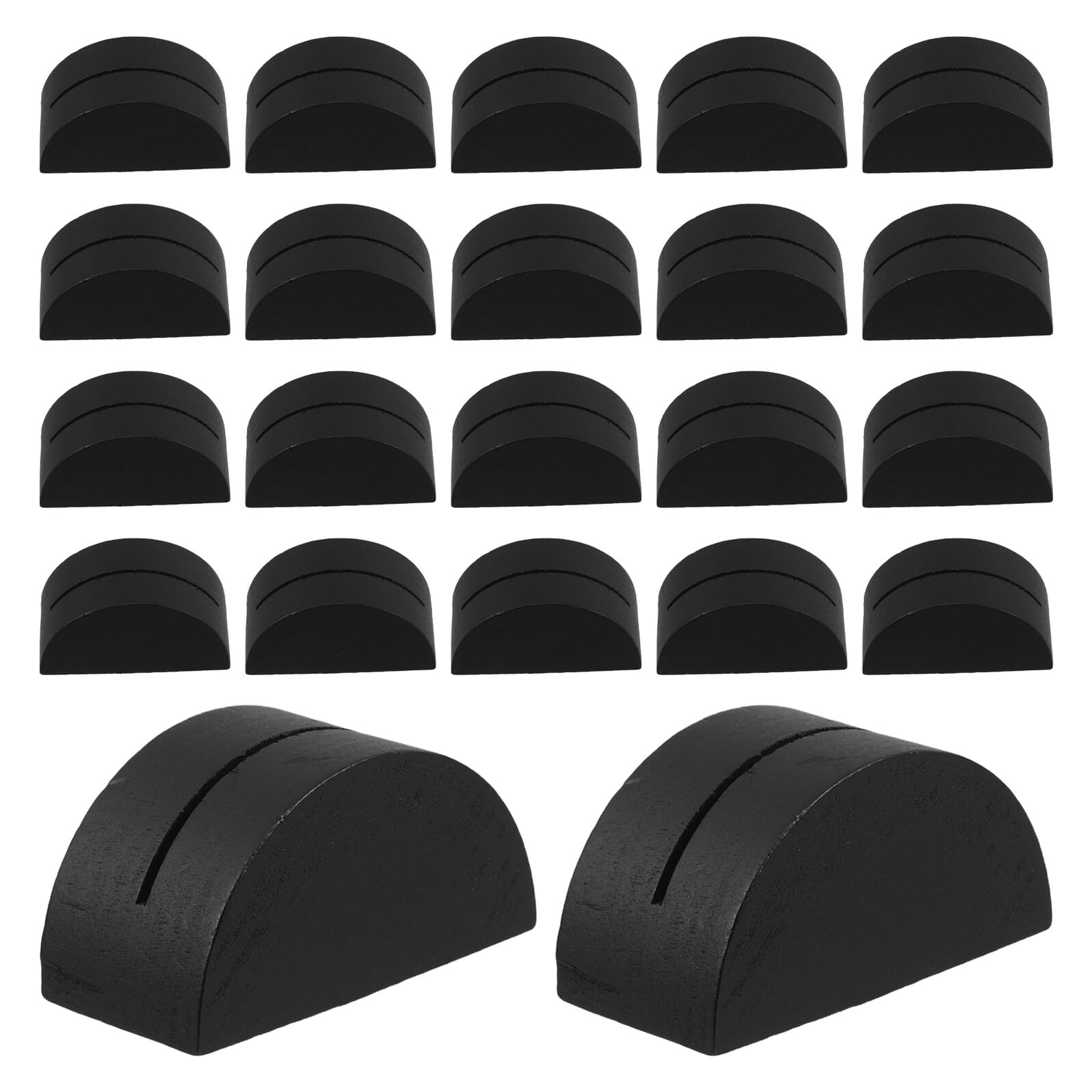 24 Porte-Noms pour Mariages en Bois Foncé Semicirculaires, Supports de Cartes Photo pour Tables Rustiques, Lot de 24 Pièces pour Plan de Table Mariage