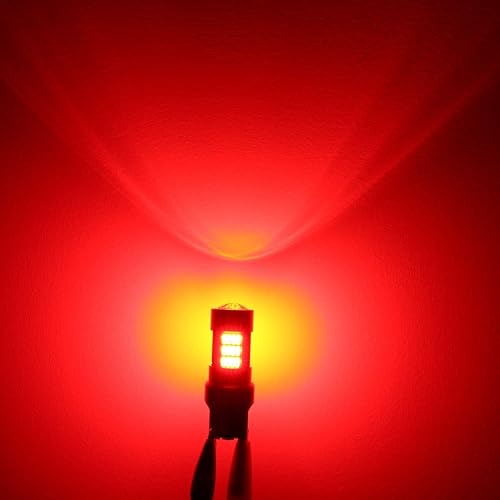 Miniatura 5 de Alla Lighting T20 7440 7443 Bombillas LED rojas superbrillantes 4014 54-SMD señal de giro, luces traseras de freno de repuesto para automóviles,