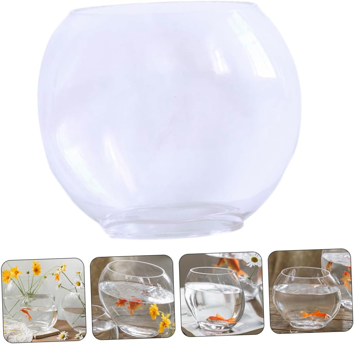 Glass Goldfish Tank Oval Desktop Betta Aquarium Tank Flat Mini Multifunctional Small Home Aquarium for Fish and Aquatic Plants