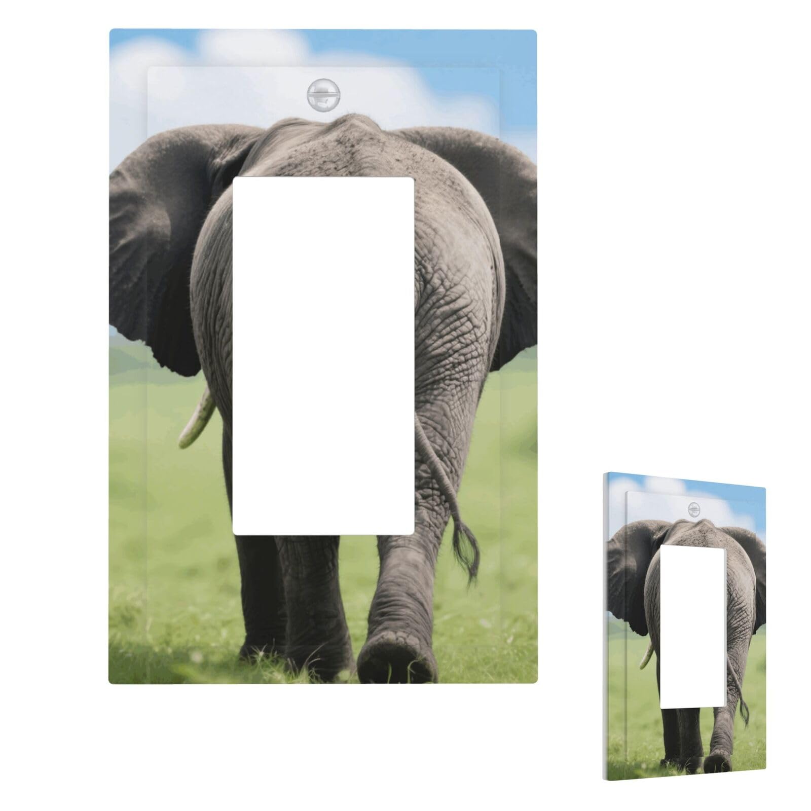 Funny Elephant Wall Plate Cover Modern Decorative 1 Gang Light Switch Cover Unbreakable Receptacle Outlet Covers For Living Room Bedroom Home Decor 1 Gang