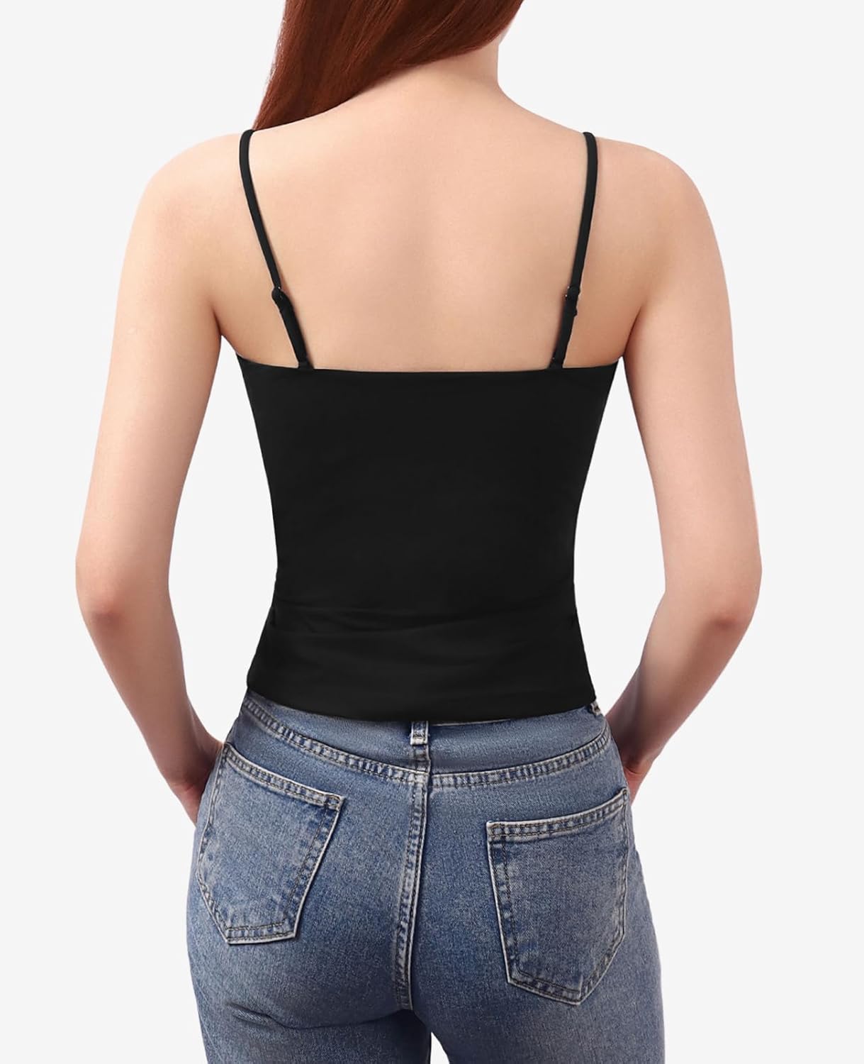 Women's Square Neck Seamless Tank Top with Built in Bras Sleeveless Cropped Tops - Image 5