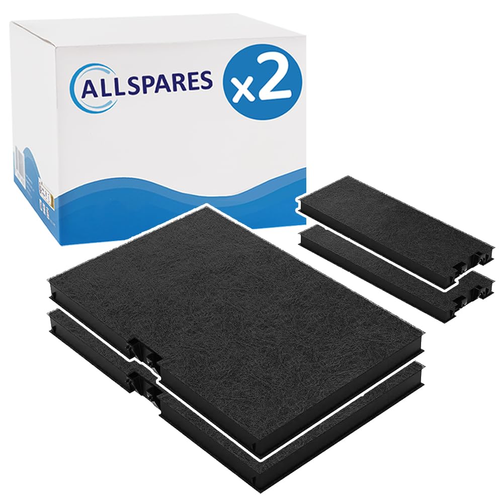 AllSpares® Filtr z węglem aktywnym (4 szt.) do okapów kuchennych odpowiedni do Bosch DWZ0AK0A0, 11018700 | LZ10AKA00, Neff Z51AIA0X0 | Constructa 17000965 | 364 x 240 mm i 250 x 90 mm