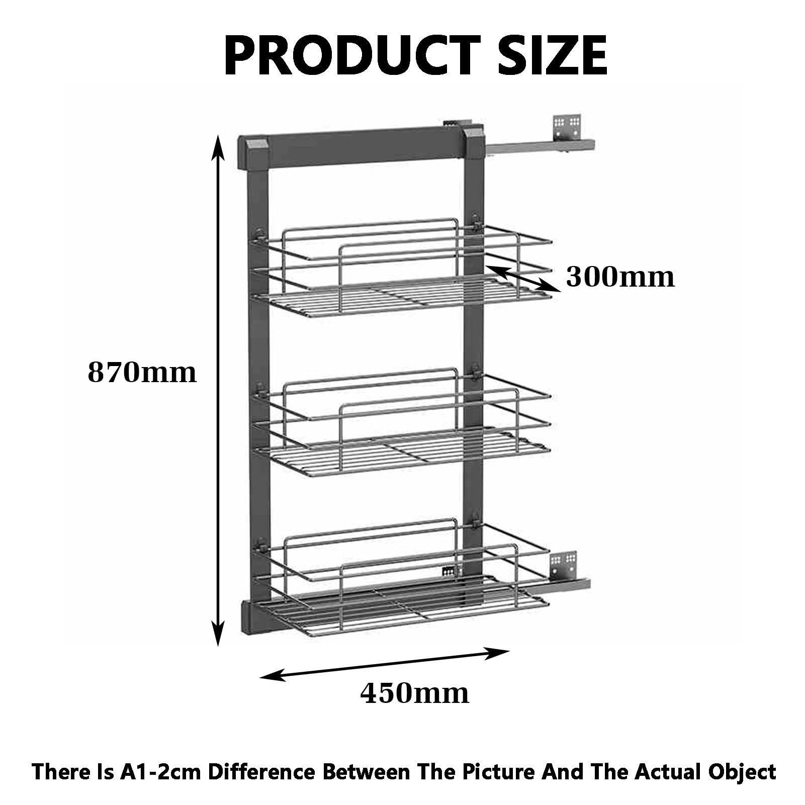 Cestas De Almacenamiento Extraíbles De Acero Inoxidable: Ahorran Espacio para Gabinetes Y Guardarropas, Ideales para La Decoración del Hogar Y La Cocina.,450x300x870mm