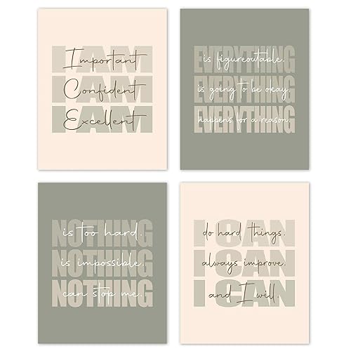 TLESKE Sage Green Inspirational Posters Prints Unframed Set of 4,