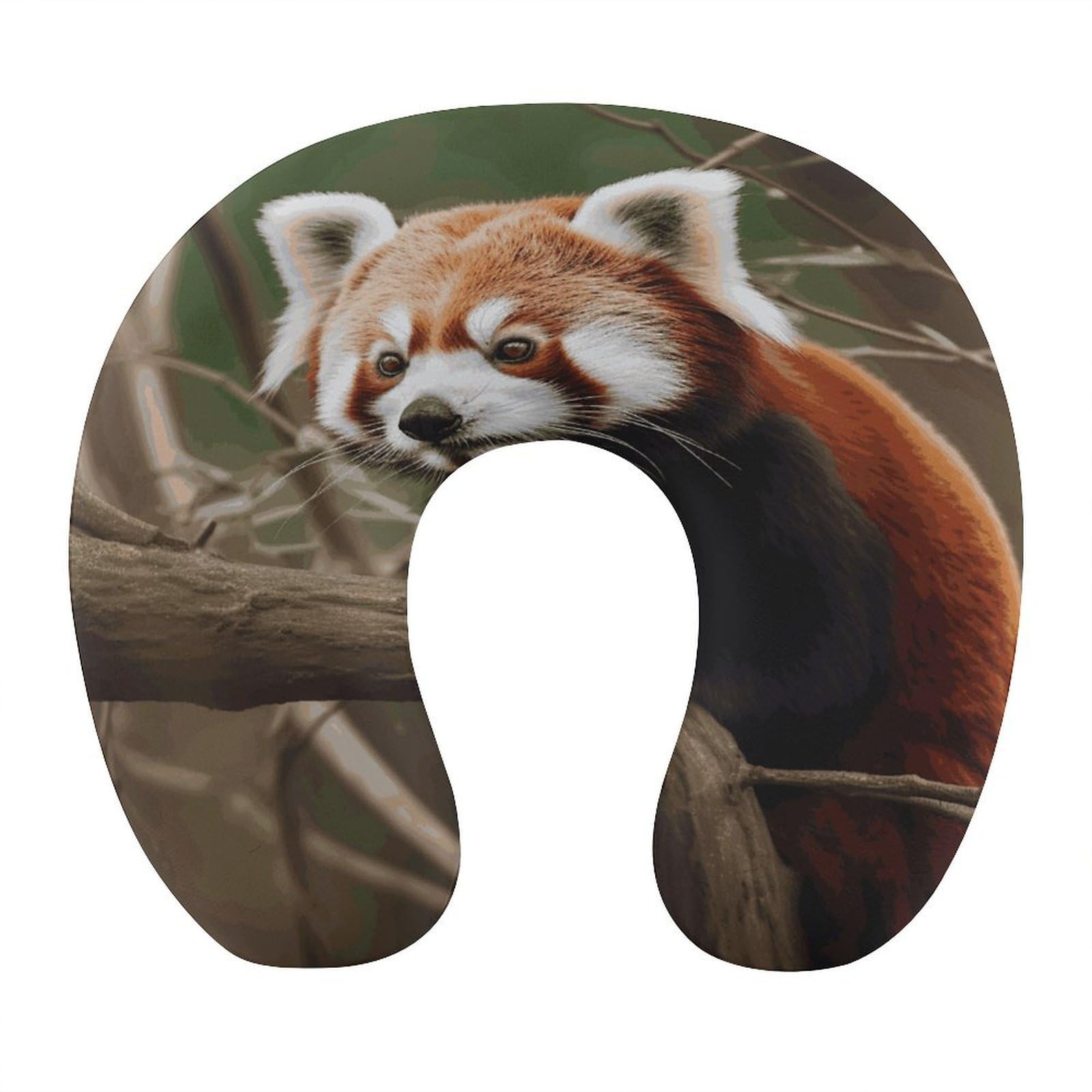 FekiLoot Red Panda on Tree Branch Travel Pillow U Shaped Neck Pillow Comfortable Memory Foam Pillow Portable Soft Headrest Lightweight Neck and Head Support for Planes Trains Self-Driving Cars