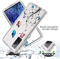 Vista 7 de Funda para Galaxy S20 FE 5G, SM-G781U con protector de pantalla de vidrio templado, diseño floral de cuerpo completo, carcasa rígida + funda de TPU