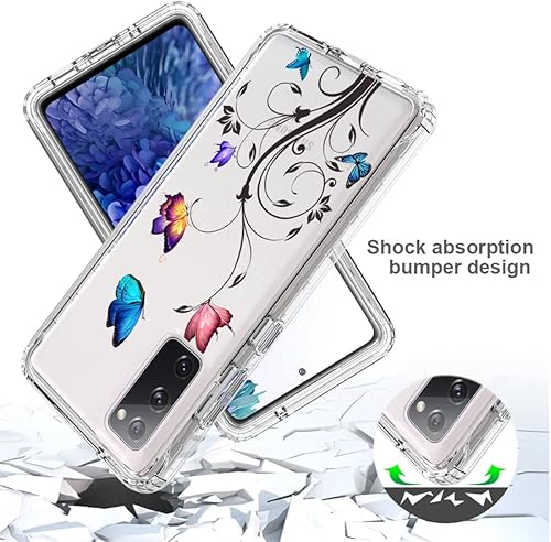 Miniatura 7 de Funda para Galaxy S20 FE 5G, SM-G781U con protector de pantalla de vidrio templado, diseño floral de cuerpo completo, carcasa rígida + funda de TPU