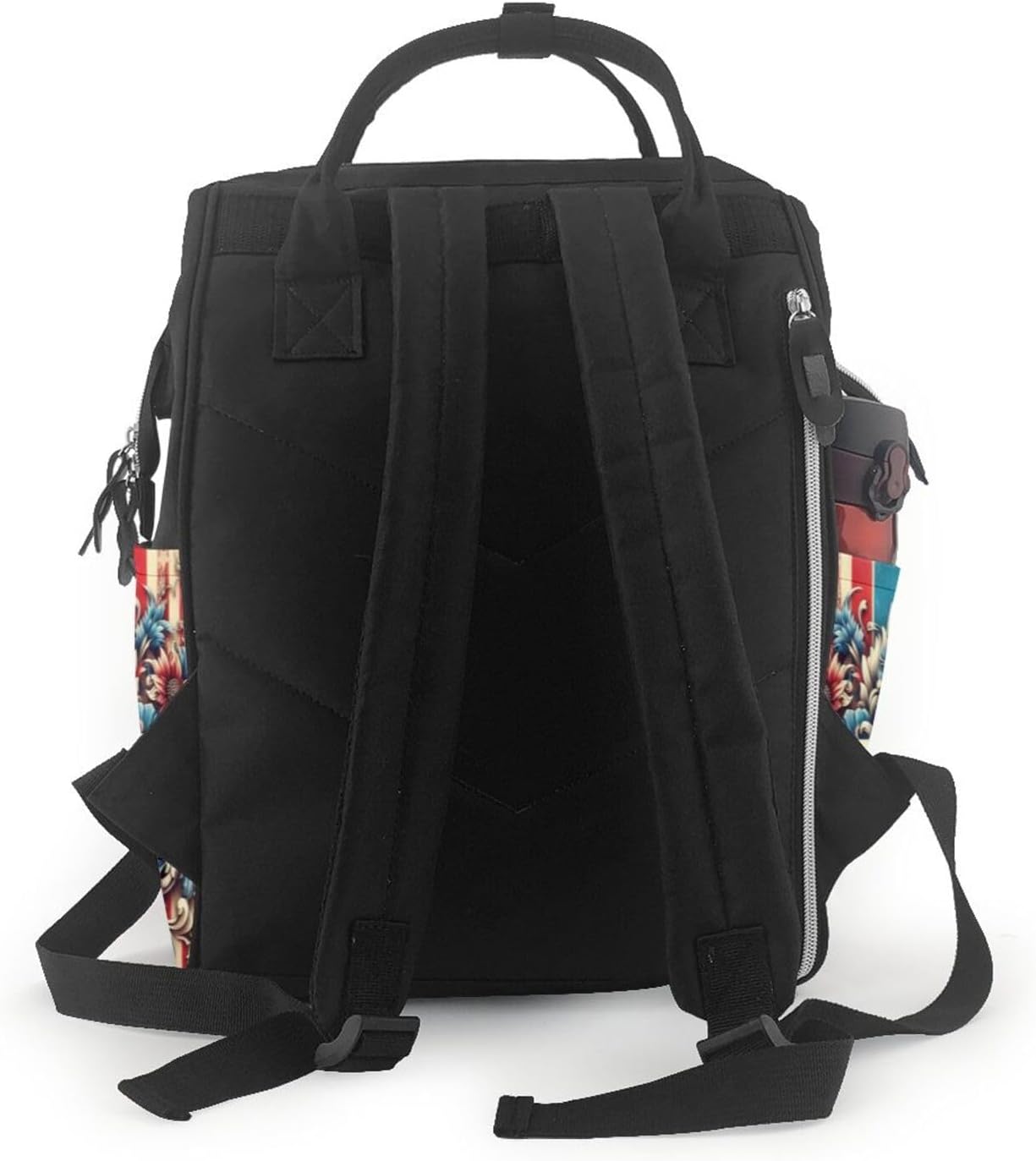 rustic vintage USA patriotic Diaper Bag Backpack for Women, Large Capacity Waterproof Travel Bag with Stroller Straps