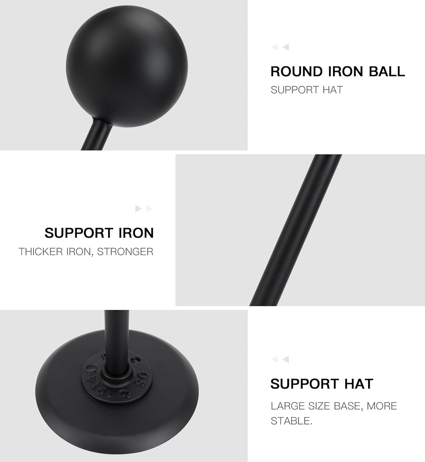 Hat Holders Vintage Dome Shape Design Removable Metal hat stands/Helmet/Cap/Wig Storage Holder Display Stand. (2 Black)