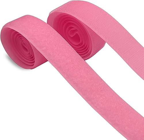 Cinta de velcro rosa de 1 pulgada de ancho, no adhesiva, 1 yarda de longitud, cinta de nailon rosa, juego de sujetadores de tela para bolsas de