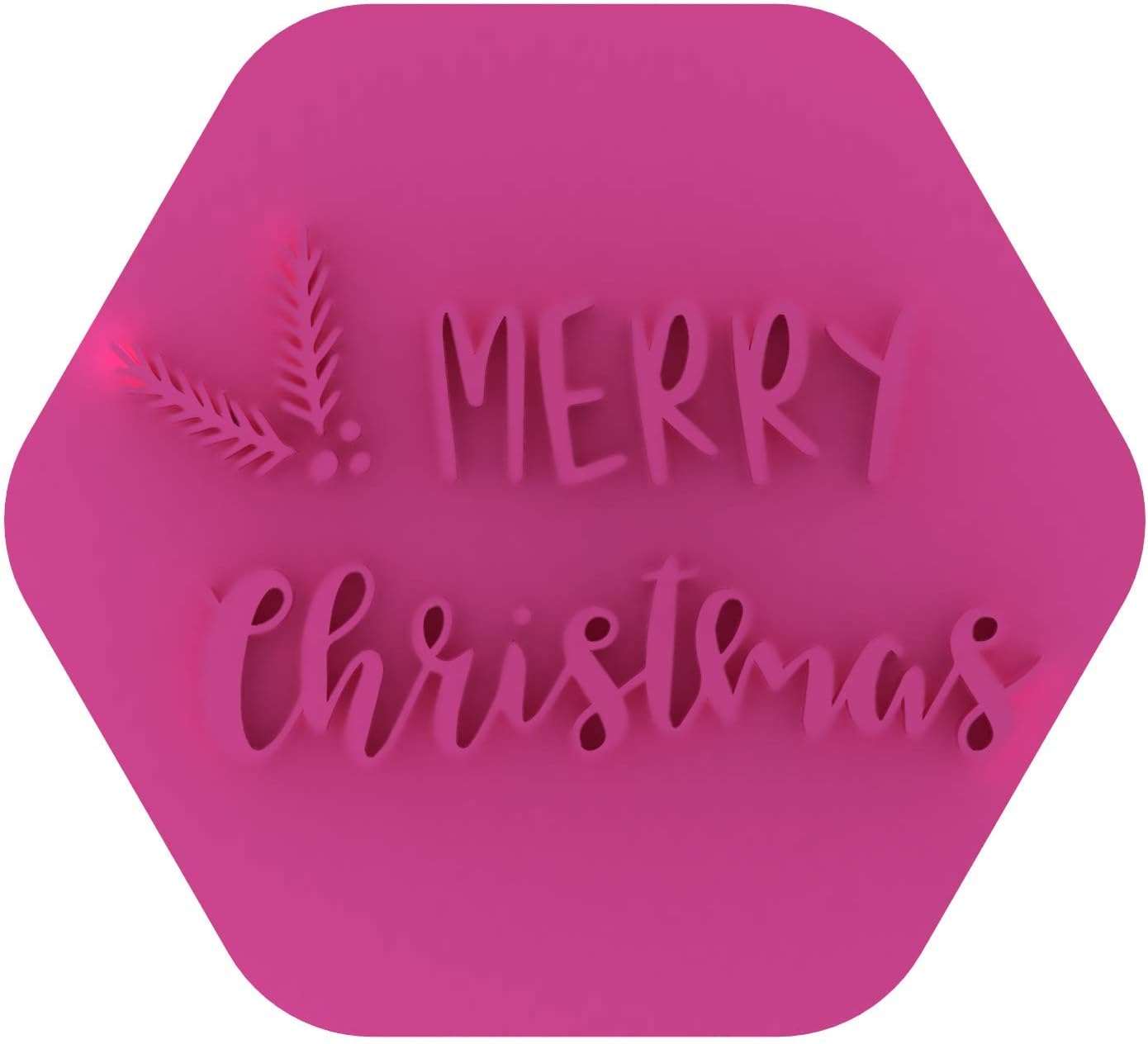 LissieLou Merry Christmas Cookie Stamp Christmas Theme Icing Fondant Embosser - Light Pink