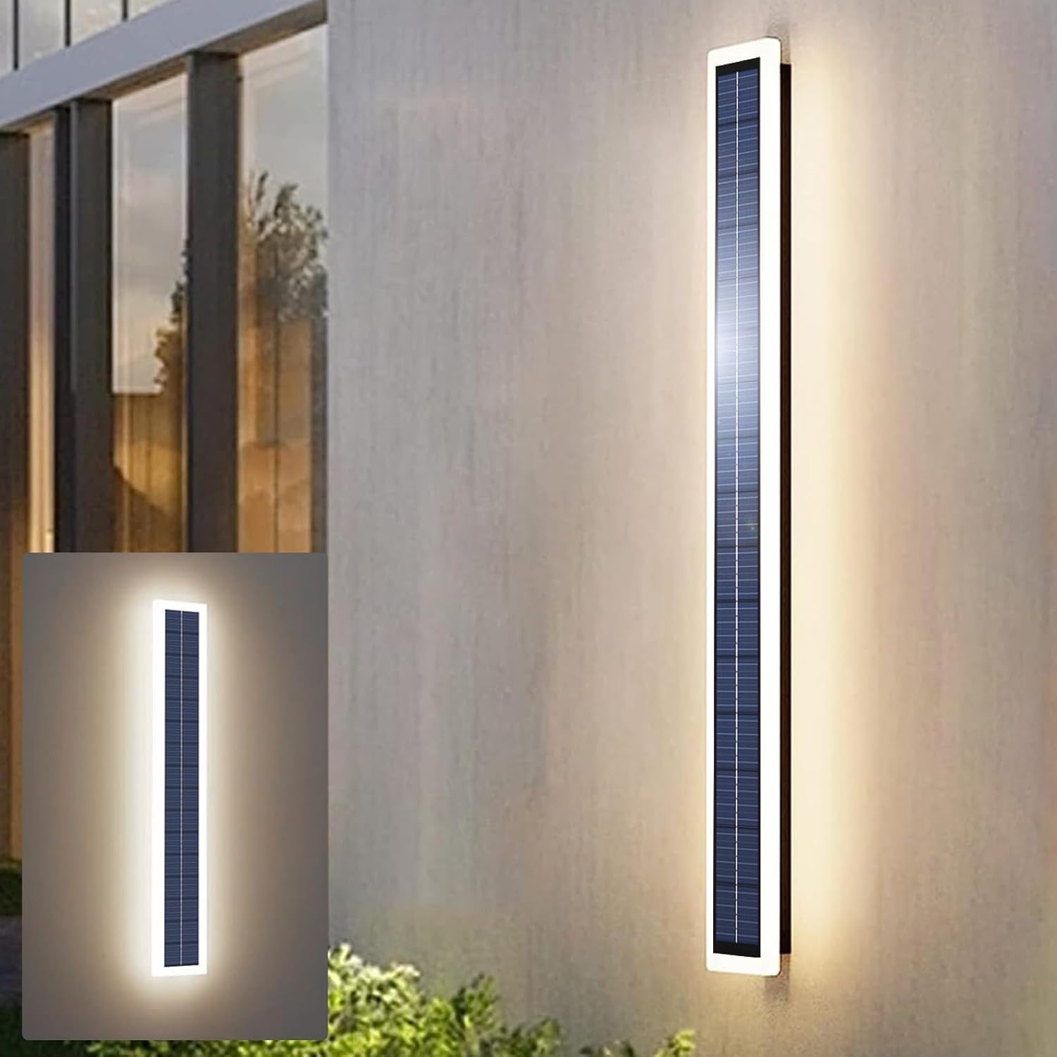 solar wall lights outdoor waterproof, 10w led wall lighting fixture mounted acrylic lampshade 60cm long ip65 waterproof wall lamps for porch patio front door entryway linear