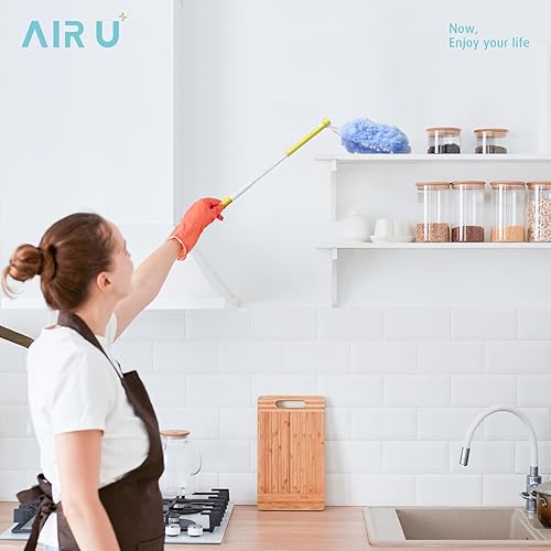 Vista 4 de Recambio de plumero para Swiffer Duster, 30 repuestos de plumero resistentes de 2 lados 360° con 1 mango, 4 microfibras, plumeros desechables