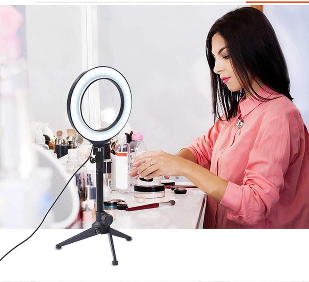 Selfie Light，Tripod Stand Cell Phone Holder for Live Stream Makeup, Mini Led Camera Video Photography Compatible with