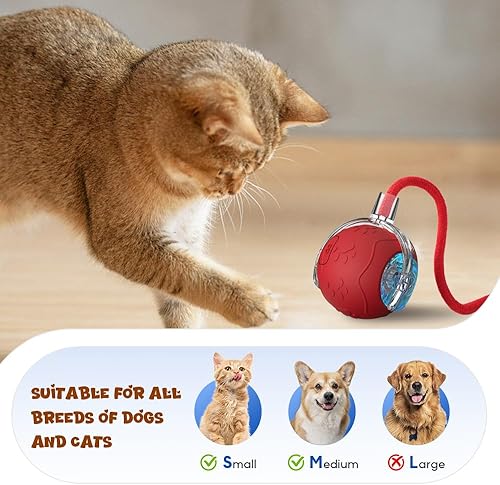 Miniatura 3 de Pelota de juguete interactiva para gatos, bola automática mejorada para mascotas con cuerda, juguetes inteligentes para gatos adultos aburridos de