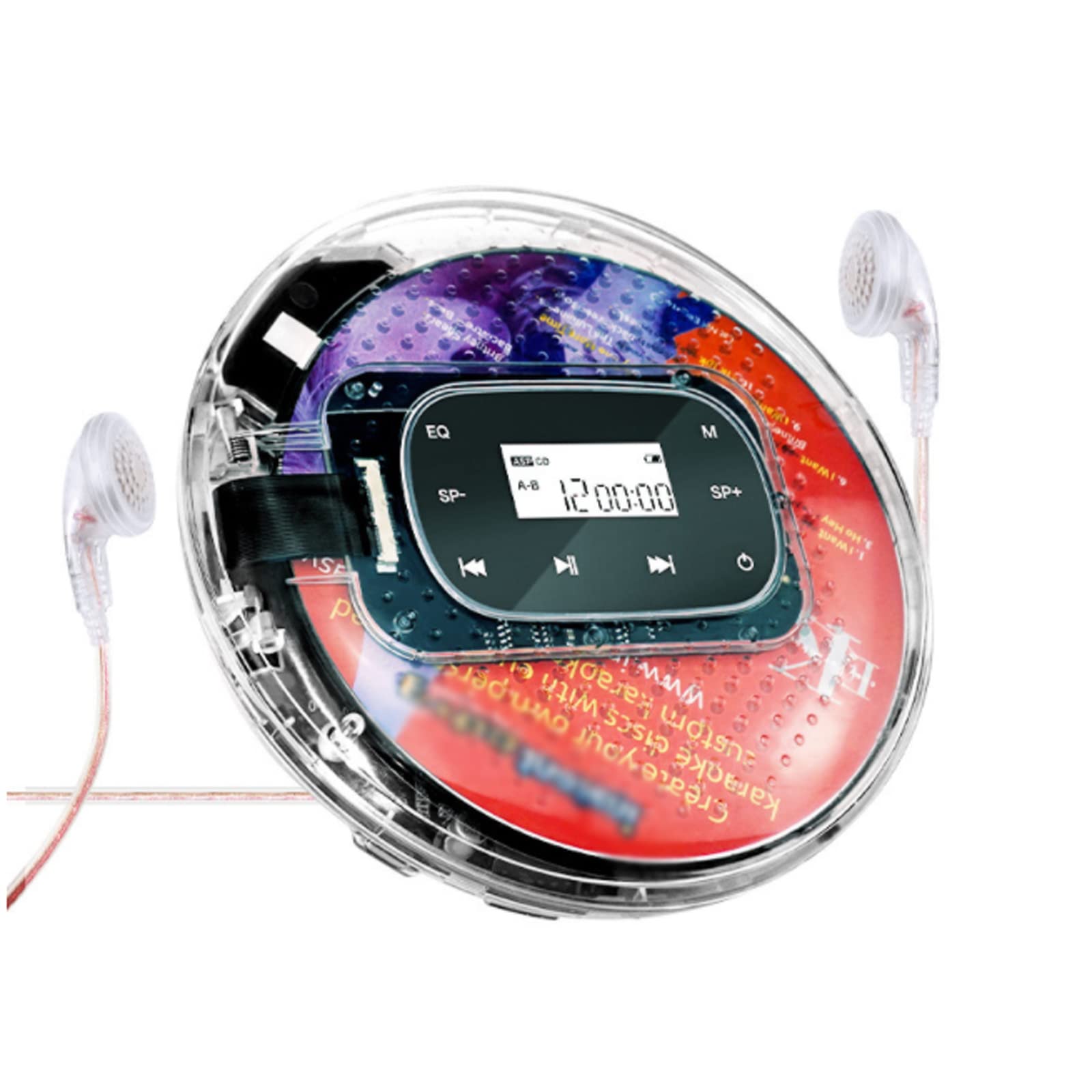 Lecteur CD Rechargeable, Baladeur MP3/CD Personnel avec Casque Et Fonction De Lecture Répétée A-B, 5 Types De Sortie Sonore Et Léger Et Pratique, pour Voiture De Voyage À Domicile.