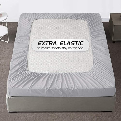 Miniatura 4 de Calidad de hotel de 800 hilos de 800 hilos, 100% algodón orgánico, solo 1 sábana bajera, sábana suave sin arrugas, bolsillos extra profundos, se