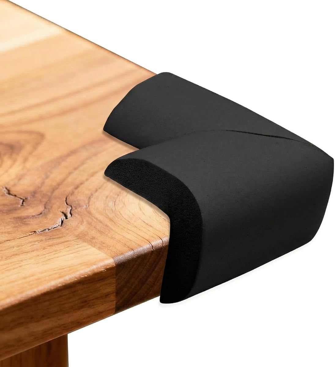 4 protectores de esquinas suaves, color negro | Protectores de bordes a prueba de bebés, parachoques de seguridad, espuma de goma pregrabada, para chimenea/mesa/escaleras/gabinete/niños y personas mayores
