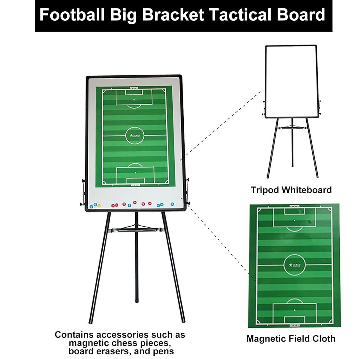 Lavagna Tattica Calcio Magnetic, Grande Tabellone Calcio con Supporto, Kit Allenatore Calcio