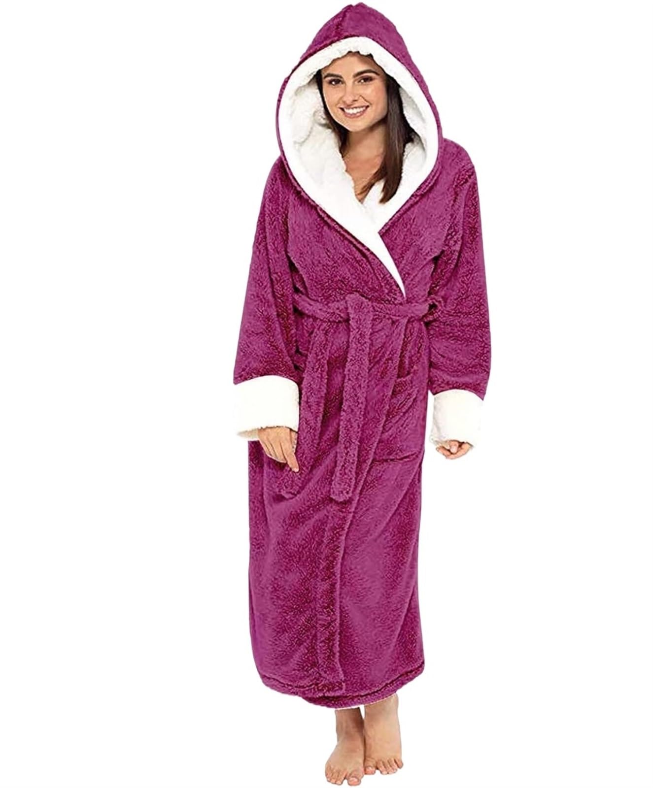 Szlafrok Damska Dopasowana Piżama Szlafrok Wydłużona Bielizna Nocna Z Kapturem Loungewear Plus Size Odzież(XL)