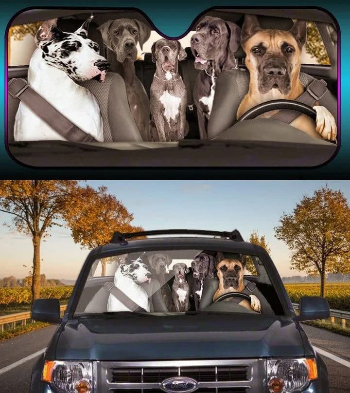 Couverture pare-brise étanche et anti-UV design dogue allemand conducteur pour SUV
