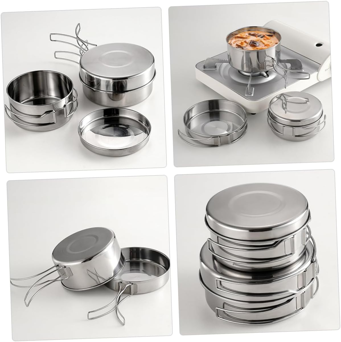 YARNOW Combination Camping Cookware Portable Pot Pan Non-Stick Camping Cookware