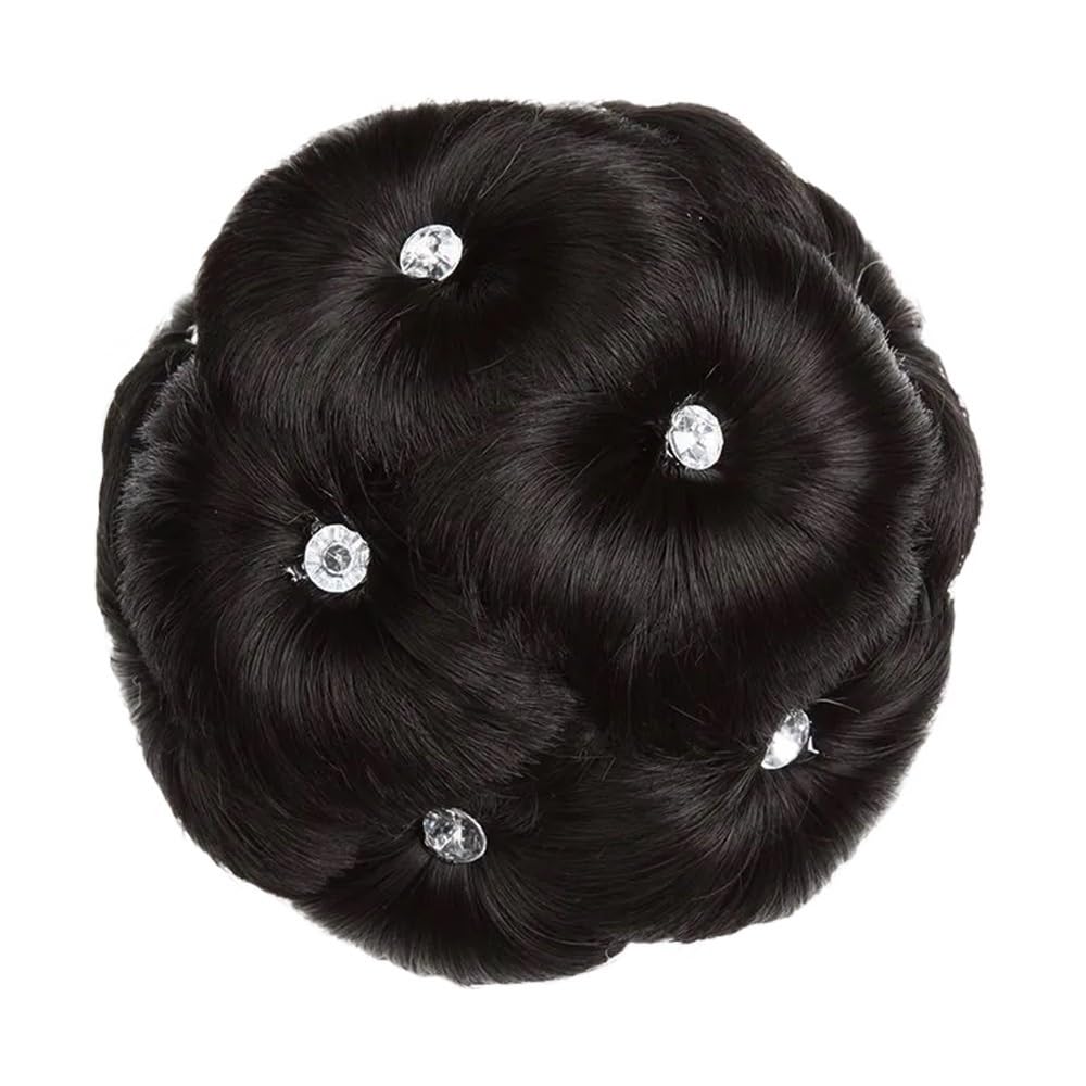 QRSTUVXZY Synthetic Clip-on Bun Hair and Easy To Take Care Of For Women's Ponytail Hair Extensions Chignon Wig(2B)