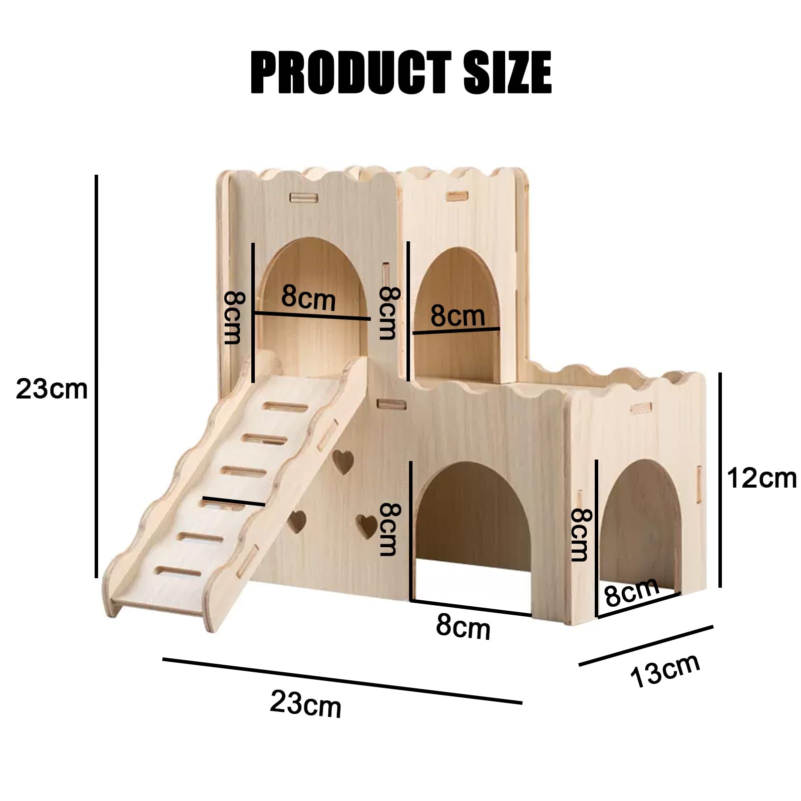 Casa de Hámster, Cabaña de Escondite de Animales Pequeños para Mascotas de Madera, Casa de Vida Natural para Hámster Enano Gerbil Rat Chipmunk (MZ-135) — view 2