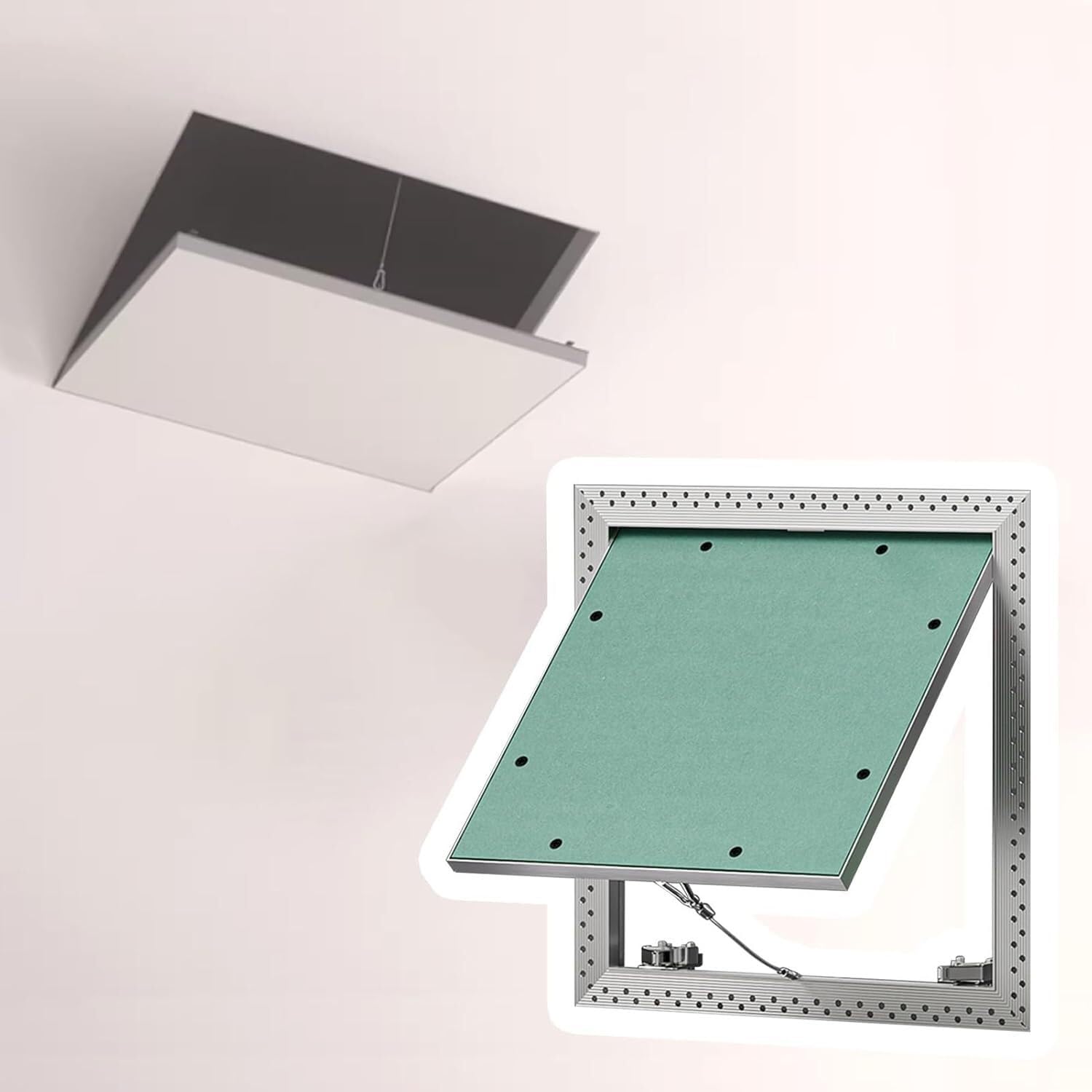 Cucce L X W Pipe Inspection Hatch Paintable Drywall Inspection Hatch，Wall/Ceiling Hole Cover Plate，Recessed Revision Door(16X16in (40X40cm))