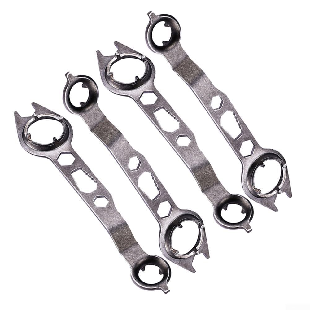 Juego de Llaves para Amoladora Angular de Acero de 65 Piezas (4 Piezas), Llave de Tues con Brida de 4 Garras, Herramienta Manual para un desmontaje eficiente, 200 x 40 mm, Gris