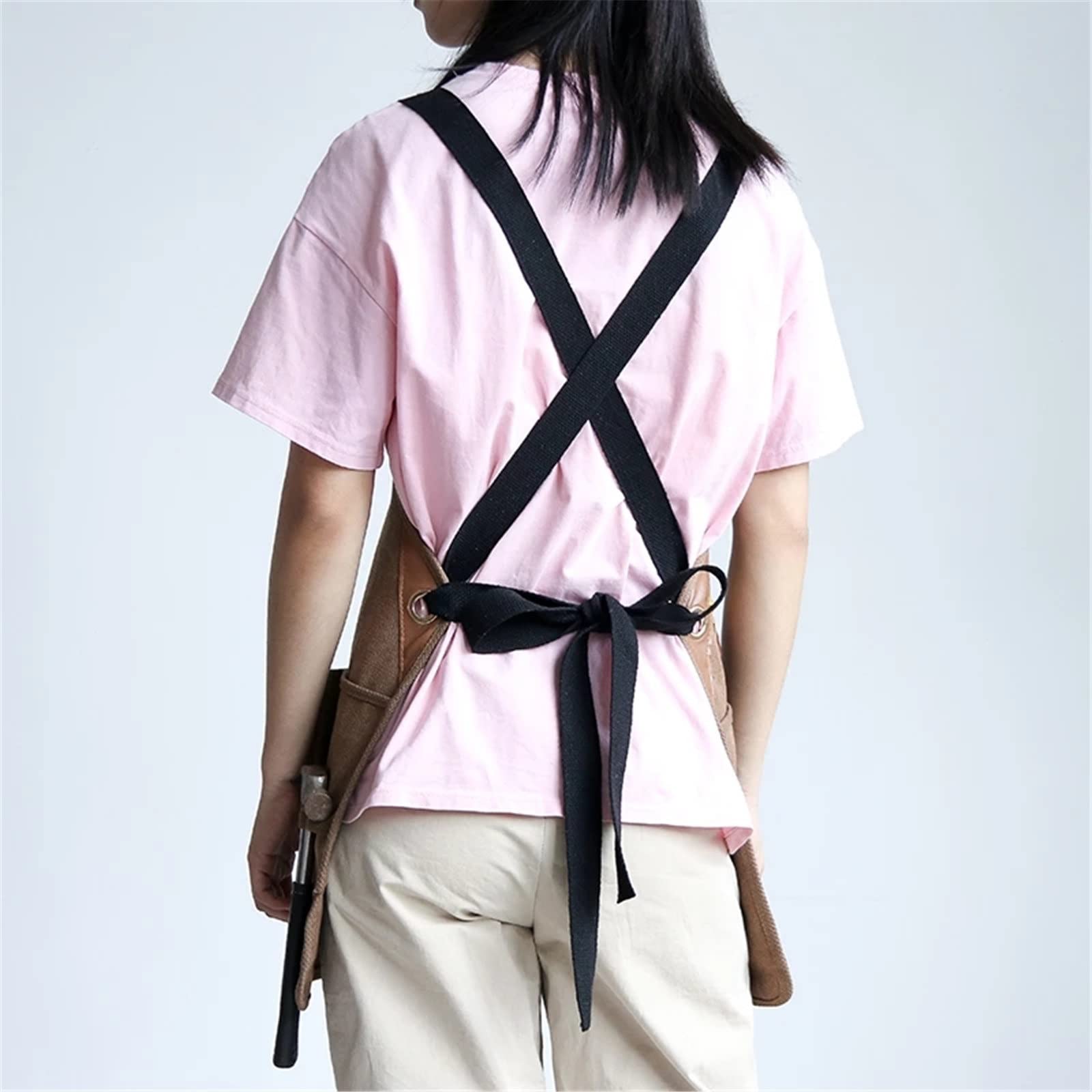 Gardening Tools Apron płócienny fartuch narzędziowy, wzmocnienie skórzane, dodatkowe kieszenie