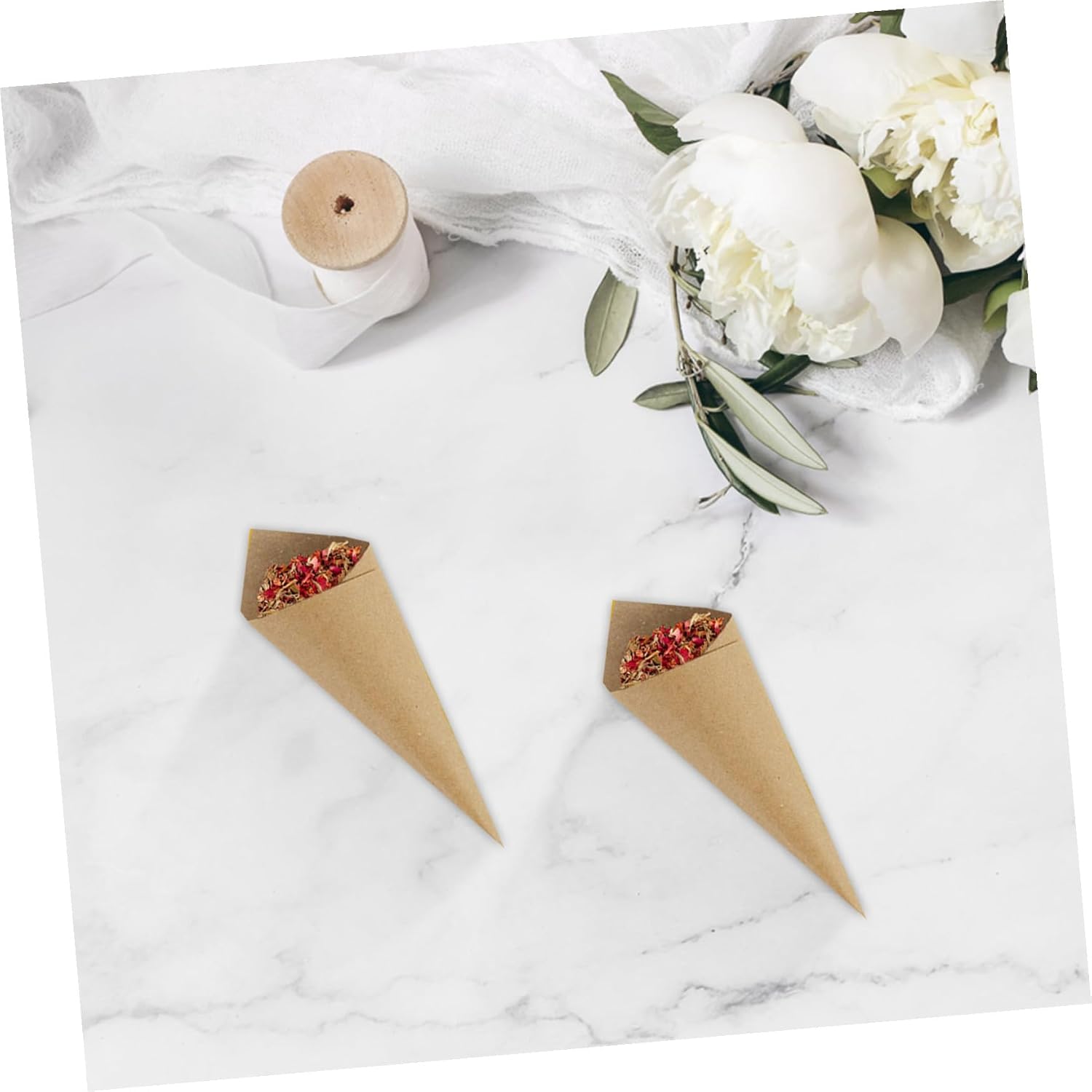 60pcs Craft Paper Petal Cones for Wedding Confetti Holder DIY Paper Tapers with Large Capacity for Petals Small Bouquets Candies and Party Decorations