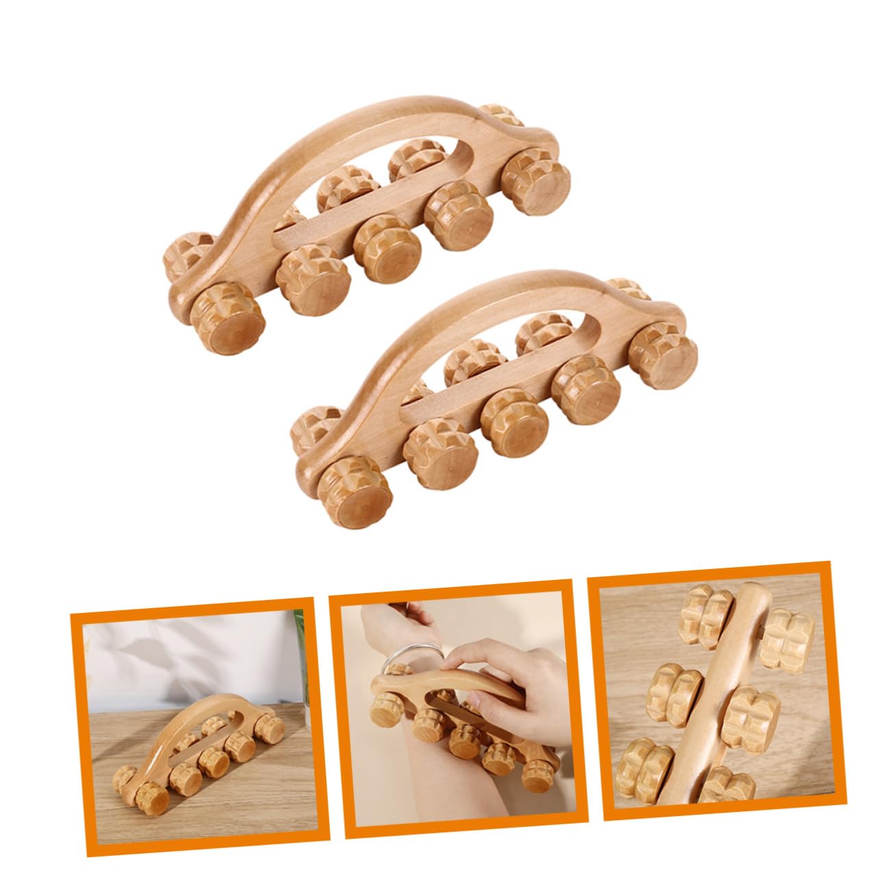 FRCOLOR 4 Sätze Wadenrolle Für Muskeln Massagemaschine Gemeinsam Massagestab Massagerolle Gegen Rückenschmerzen Arm Stachelig Handhaben Bahre Wirbelsäule Rollen Gerät Holz 2 Stück * 4