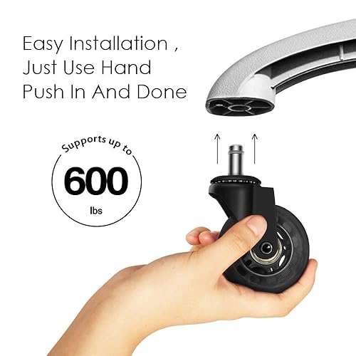 Miniatura 5 de Ruedas de silla de oficina, 3 ruedas de repuesto para silla de oficina de alta resistencia, para suelo de madera, ruedas de silla suave y