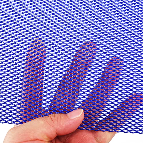 Image of AggAuto Universal 40 inchx13 inch Car Grill Mesh - Aluminum Alloy Automotive Grille Insert Bumper Rhombic Hole 3x6mm, One of the Most Multifunctional Shape Grids Blue
