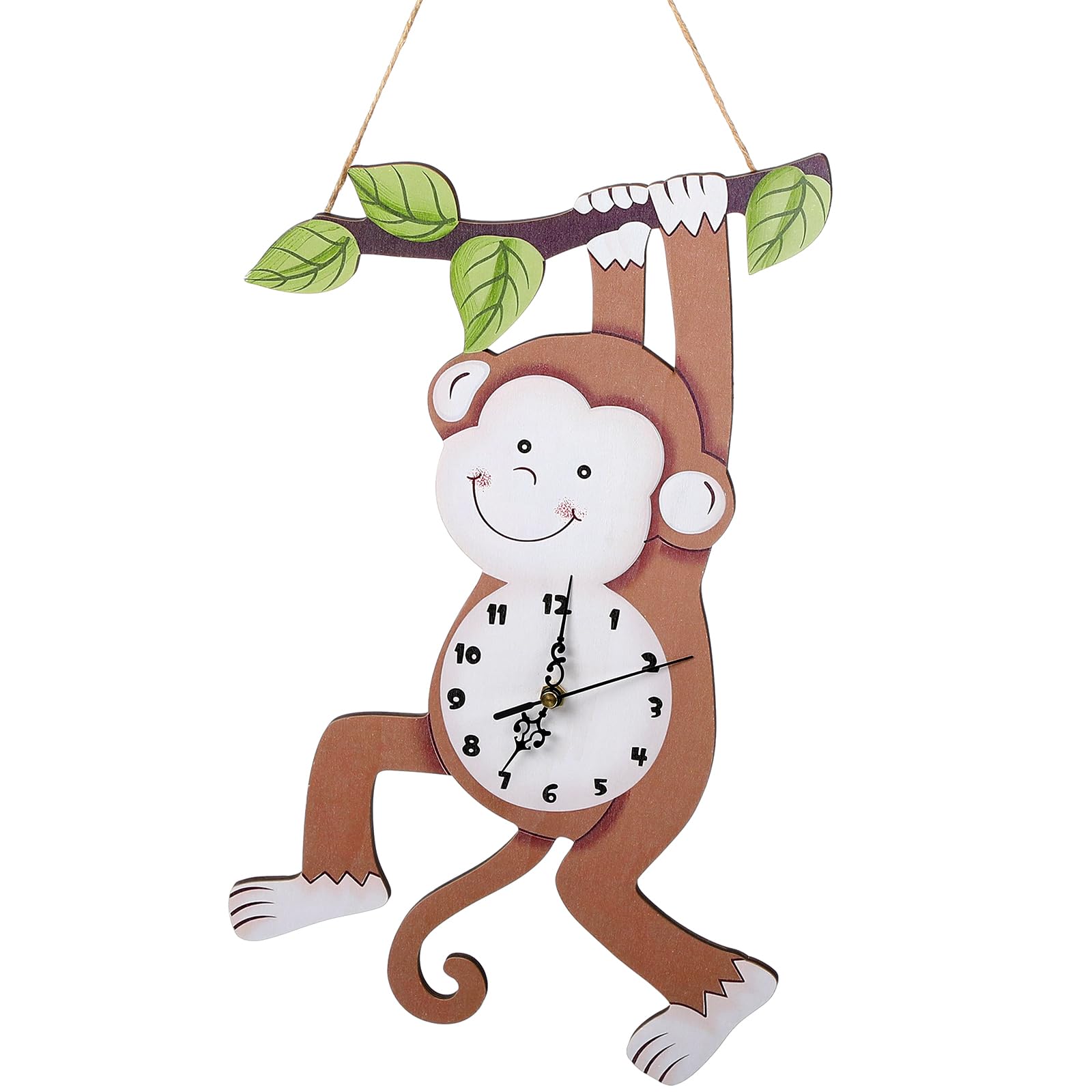 Horloge murale bois décorative singe Kenning pendule silencieuse salon chambre