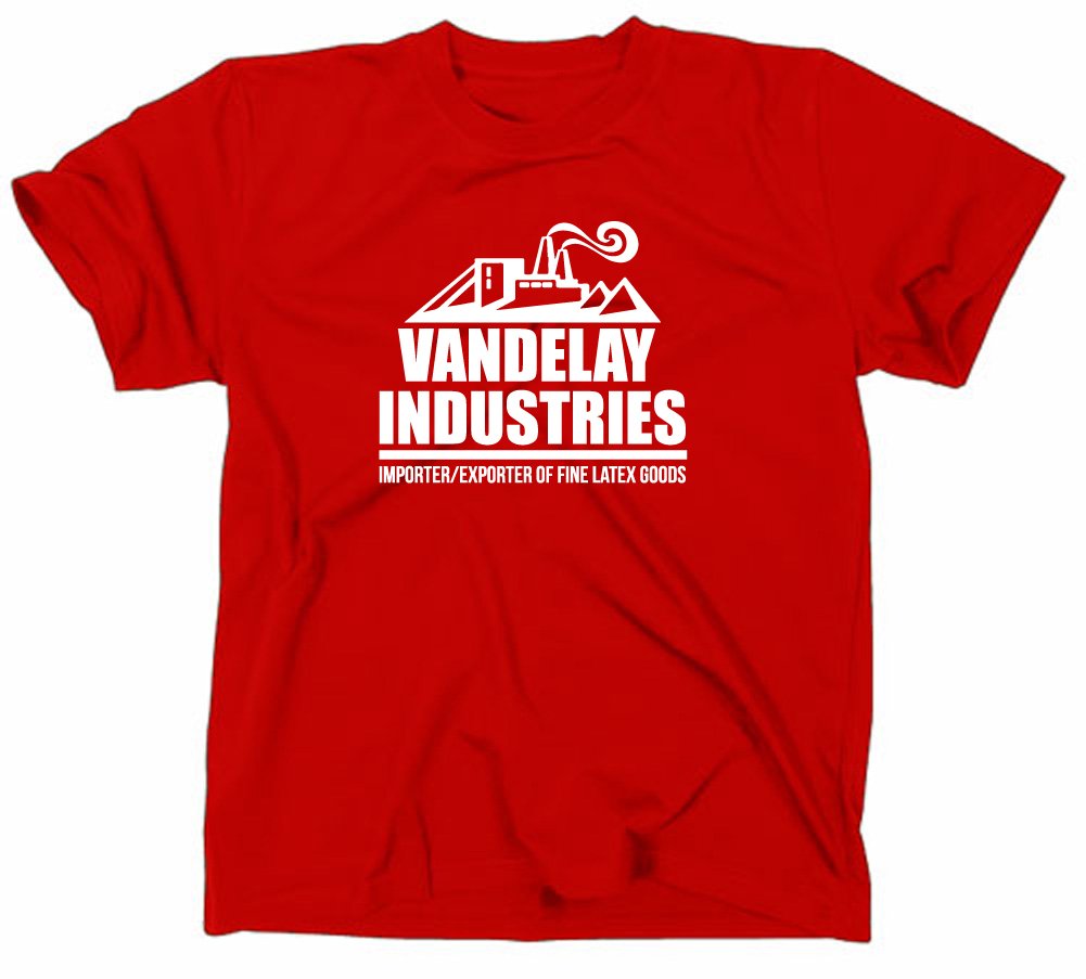 Styletex23 Men's Red Vandelay Industries T-Shirt, L,