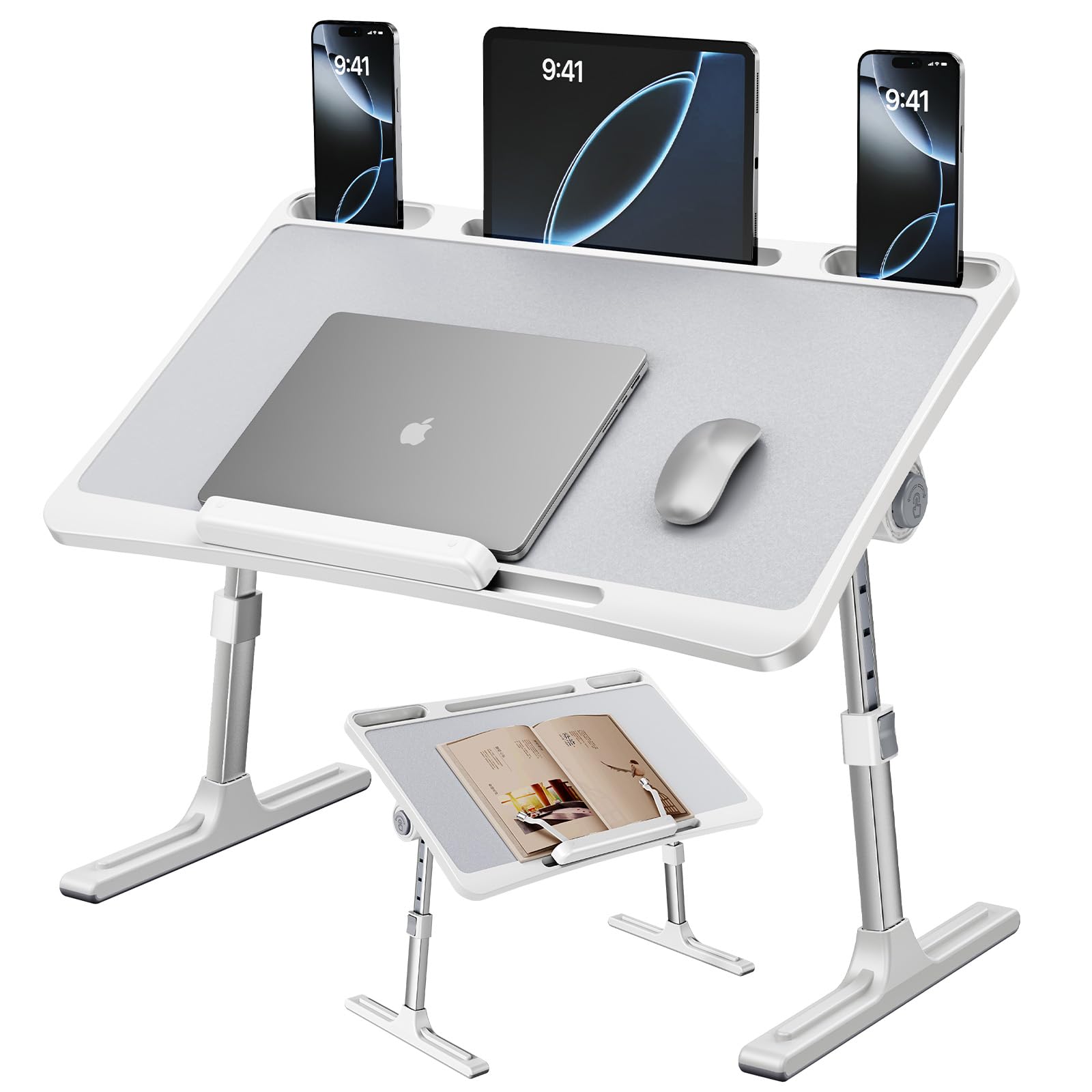 Table de lit pour ordinateur portable - Pliable - Hauteur réglable - Compatible avec les ordinateurs portables de 17" - Pour canapé, tablette, petit-déjeuner, lit