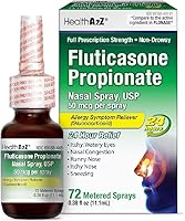 HealthA2Z Fluticasone Propionate Nasal Spray 50mcg - 24HR Non-Drowsy Allergy Relief for Congestion, Sneezing, Itchy Eyes | 72 Sprays