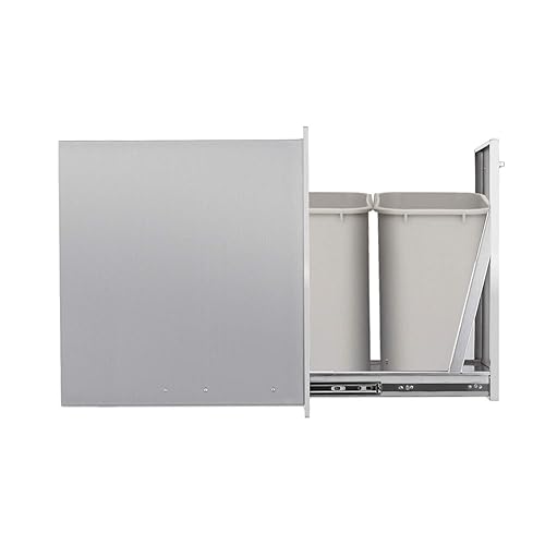 Miniatura 5 de yuxiangBBQ Cajón de basura doble extraíble de acero inoxidable para cocina al aire libre, almacenamiento para dos papeleras comerciales de 10 galones