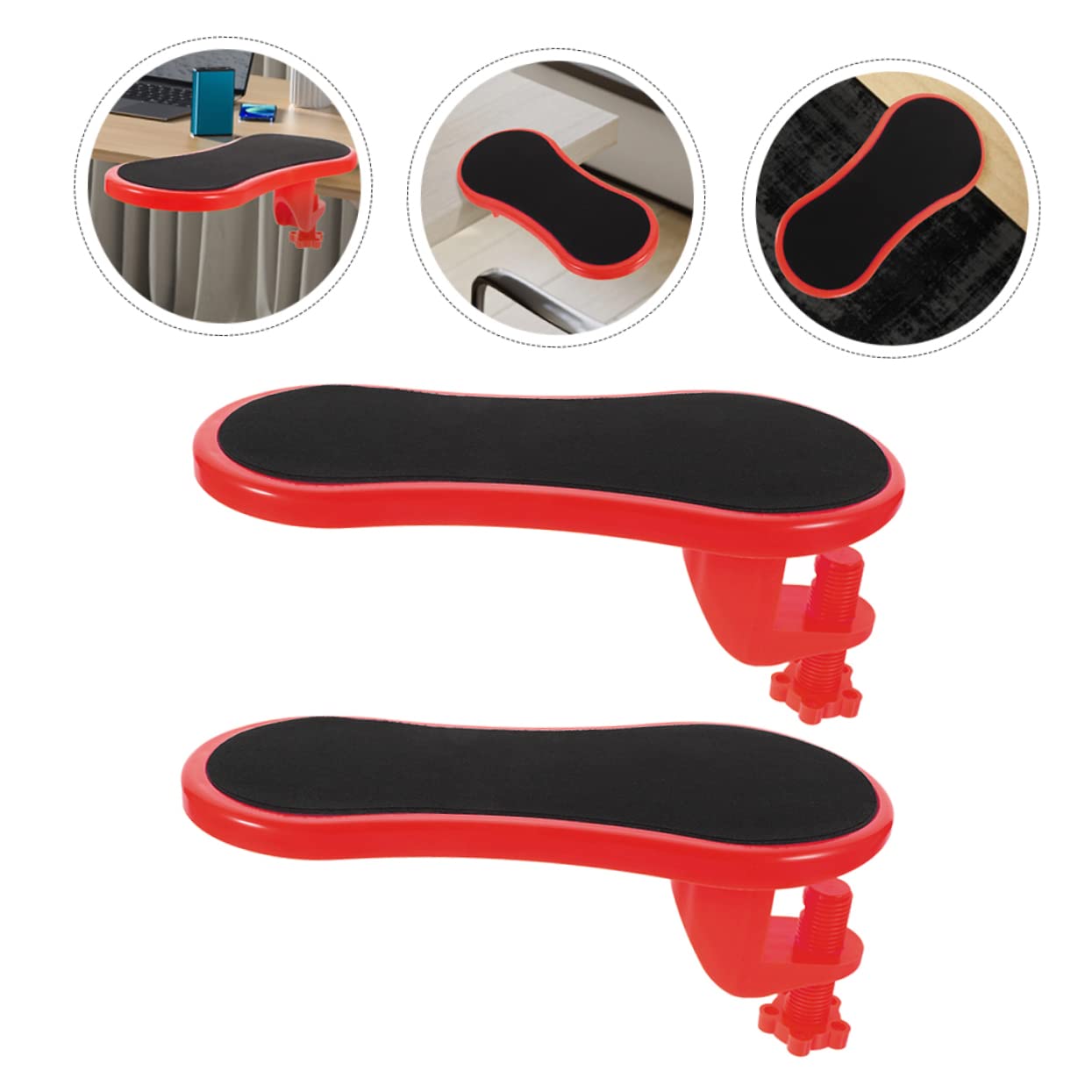jojofuny 2 Pezzi Poggiapolsi Ergonomico da Scrivania in Gomma e Cotone, Design Leggero Portatile, Supporto per Polso Ufficio e Viaggio Rosso