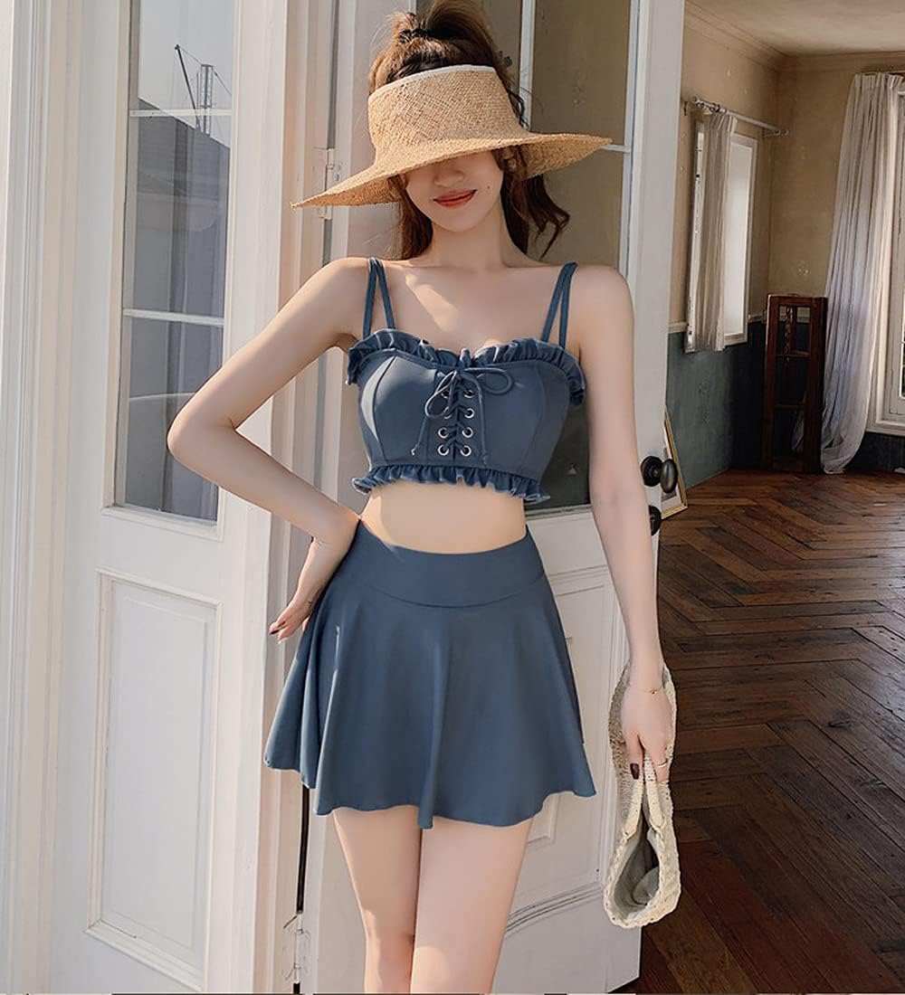 タンキニ 水着 レディース ビキニ 体型カバー 韓国 ハイウエスト スカート 大きいサイズ 露出控えめ 夏 海 ビーチ プール リゾート ガーリー 可愛い 10代 20代 30代 海外旅行