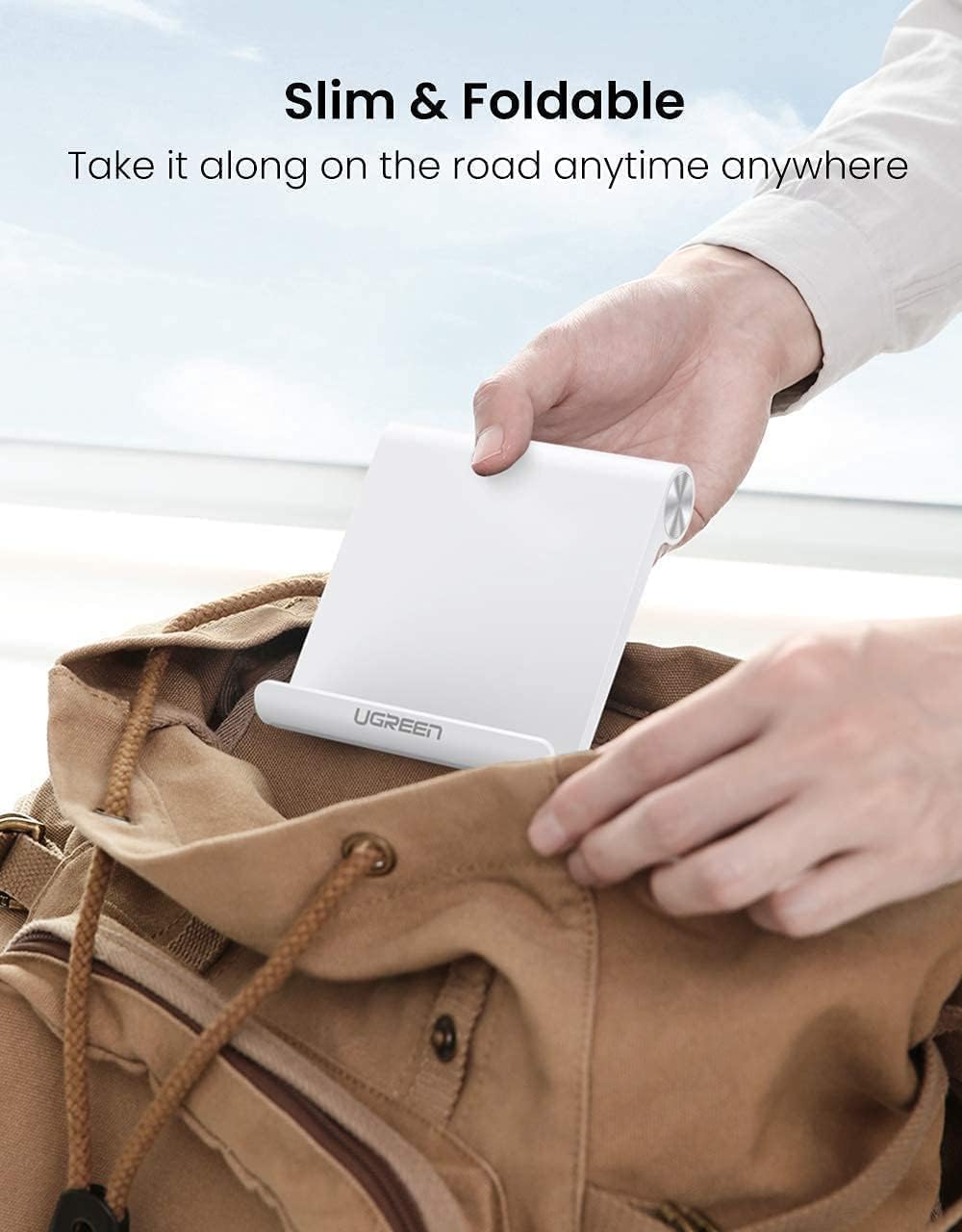 UGREEN Tablet Stand Holder Adjustable White Bundle Tablet Pillow Stand Holder for Bed Grey