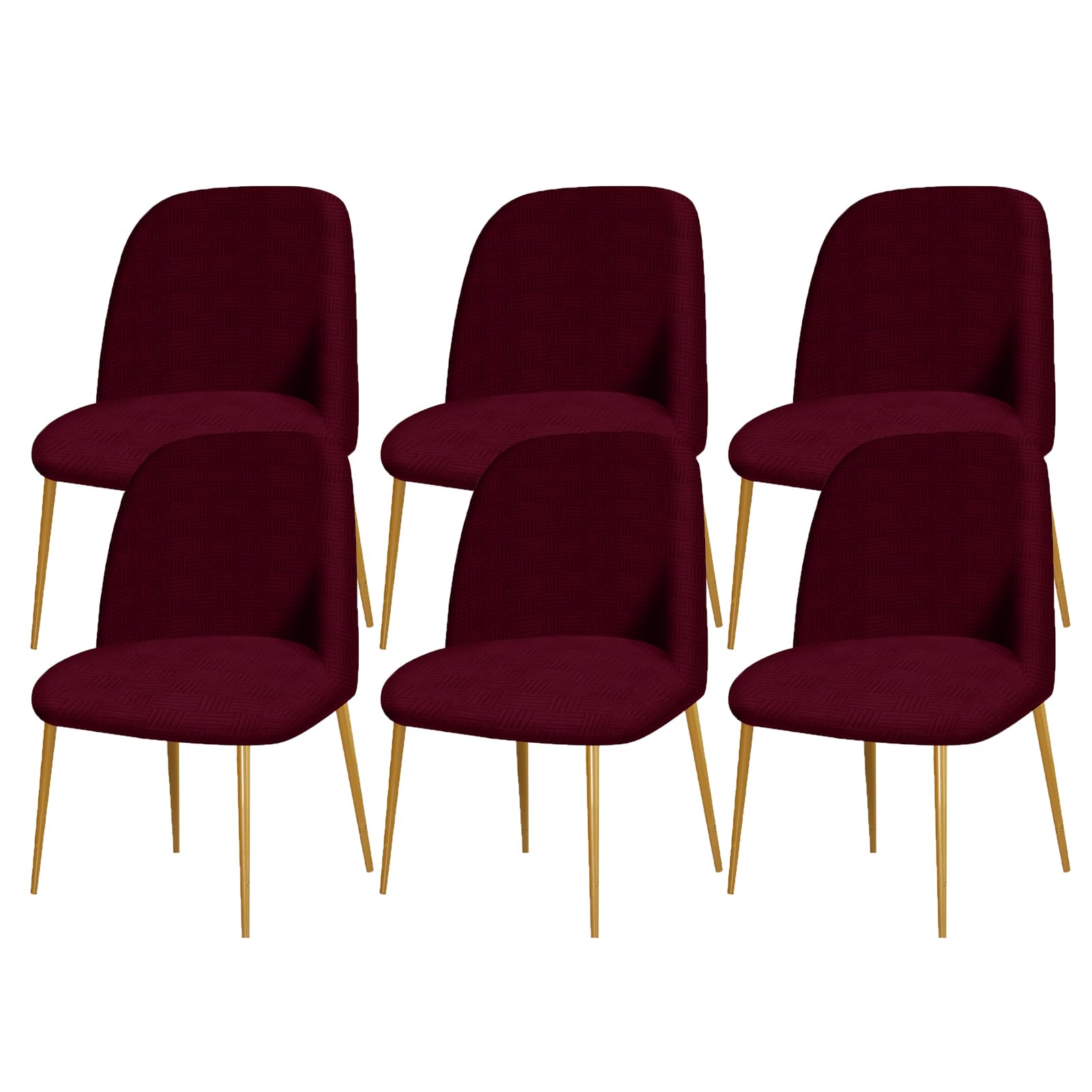 Housse de chaise scandinave jacquard bordeaux pour dossier incurvé