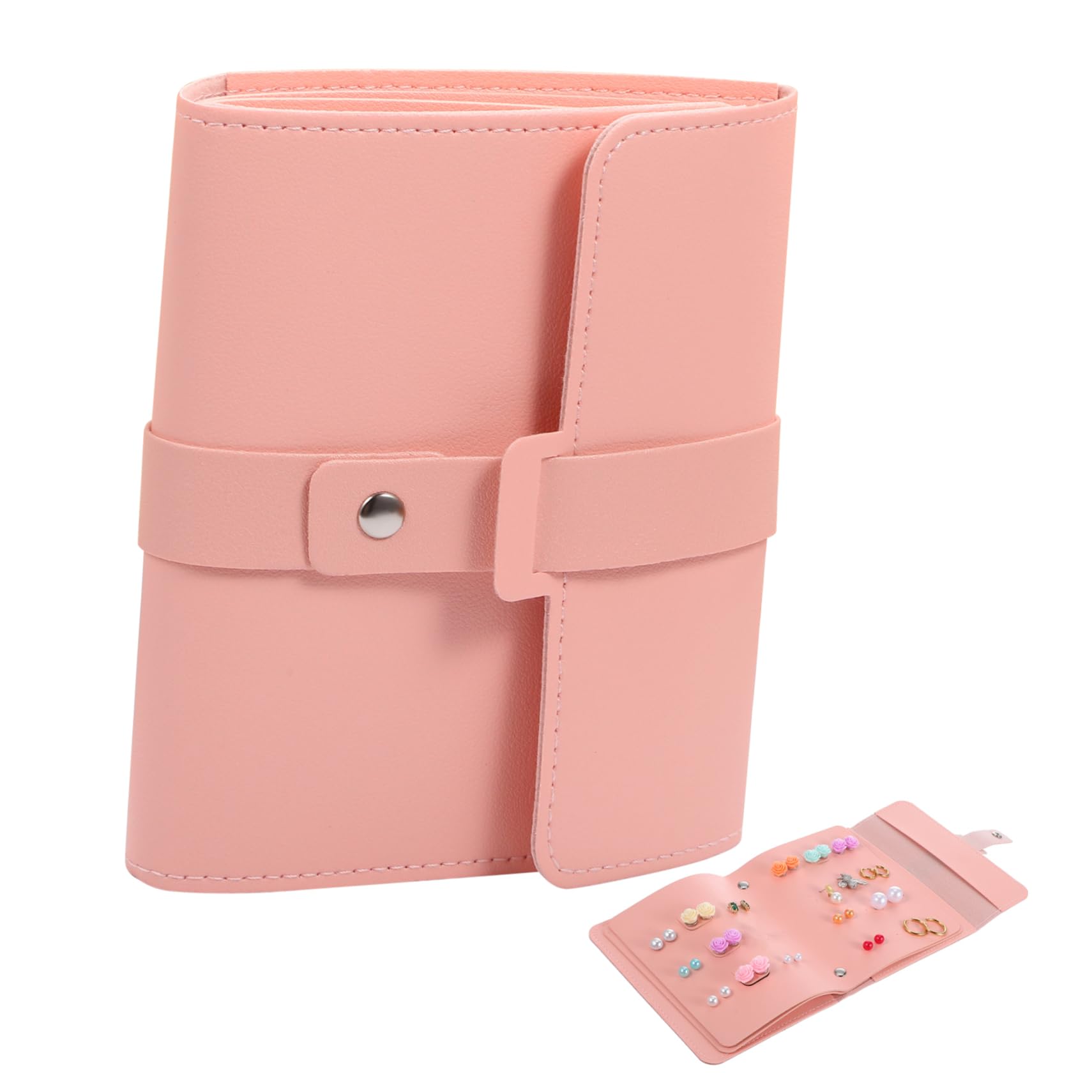 PRETYZOOM Earring Organizer Bag Book Style Jewelry Holder Portable Travel Pouch Ear Holder Large Capacity Pu Material Easy Access