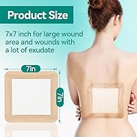 Vista 4 de Dimora Vendaje grande ultra suave para heridas, vendaje de espuma adhesiva de silicona con bordes, 7 x 7 pulgadas (almohadilla de 5 x 5 pulgadas)